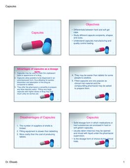 Capsules Objectives Disadvantages of Capsules Capsules