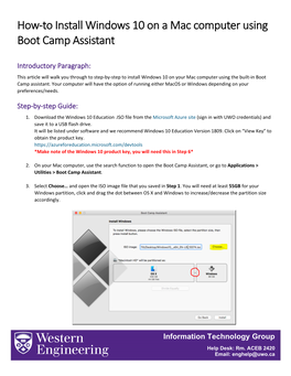 How-To Install Windows 10 on a Mac Computer Using Boot Camp Assistant
