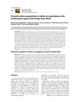 Potential Carbon Sequestration in Rubber Tree Plantations in the Northwestern Region of the Paraná State, Brazil