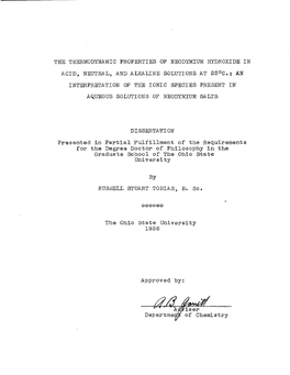 The Thermodynamic Properties of Neodymium Hydroxide In