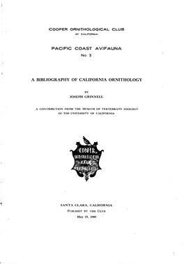 A Bibliography of California Ornithology
