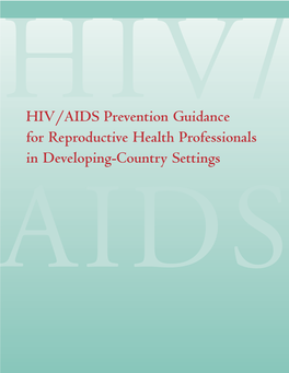 HIV/AIDS Prevention Guidance for Reproductive Health Professionals In