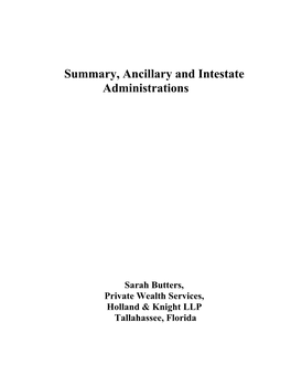 Summary, Ancillary and Intestate Administrations