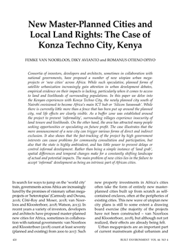 New Master-Planned Cities and Local Land Rights: the Case of Konza Techno City, Kenya