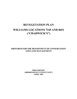 Revegetation Plan Williams Locations 7345 and 8651 (“Chadwick’S”)