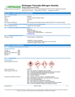 Nitrogen Dioxide NO2 and N2O4 Safety Data Sheet SDS P4633