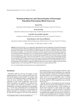 Mechanical Behaviors and Characterization of Electrospun Polysulfone/Polyurethane Blend Nonwovens