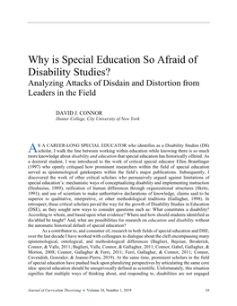 Why Is Special Education So Afraid of Disability Studies? Analyzing Attacks of Disdain and Distortion from Leaders in the Field