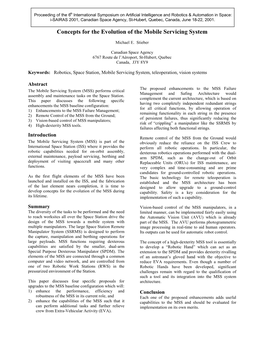 Concepts for the Evolution of the Mobile Servicing System