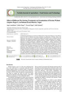 Food Science and Technology Effect of Different Pre-Sowing Treatments