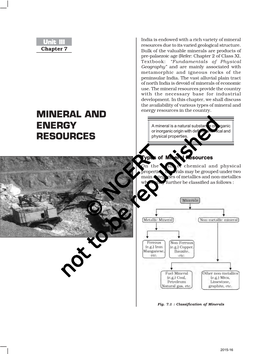 MINERAL and Energy Resources in the Country