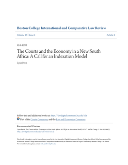 The Courts and the Economy in a New South Africa: a Call for an Indexation Model, 15 B.C