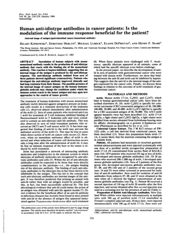 Human Anti-Idiotype Antibodies in Cancer Patients