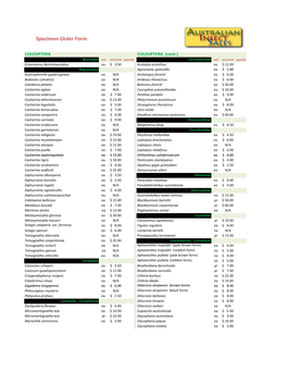 Specimen Order Form