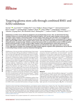 Targeting Glioma Stem Cells Through Combined BMI1 and EZH2 Inhibition