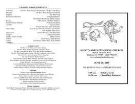 Saint Mark's Episcopal Church June 28, 2015