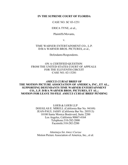 SC03-1251 Tyne, Etc., Et Al. Vs. Time Warner