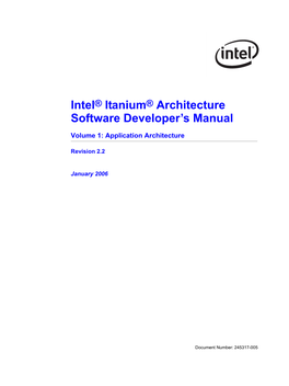 Intel® Itanium® Architecture Software Developer's Manual