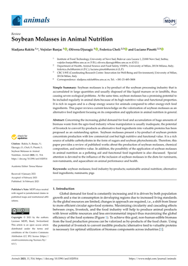 Soybean Molasses in Animal Nutrition