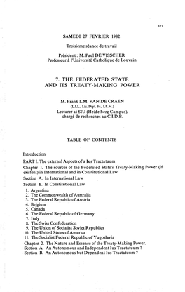 7. the Federated State and Its Treaty-Making Power