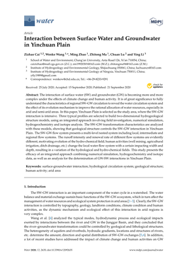Interaction Between Surface Water and Groundwater in Yinchuan Plain