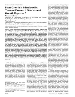 Plant Growth Is Stimulated by Tea-Seed Extract