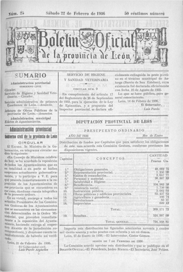 Gobierno Civil De La Protincia De León ANO DE 1936 Mes De Enero CIRCULAR Distribución De Fondos Por Capítulos Que Para Satisfacer Las Obligaciones El Excmp, Sr