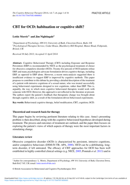 CBT for OCD: Habituation Or Cognitive Shift?