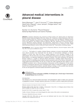 Advanced Medical Interventions in Pleural Disease