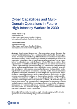 Cyber Capabilities and Multi- Domain Operations in Future High-Intensity Warfare in 2030
