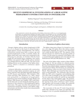 Recent Geophysical Investigations at a High Alpine Permafrost Construction Site in Switzerland