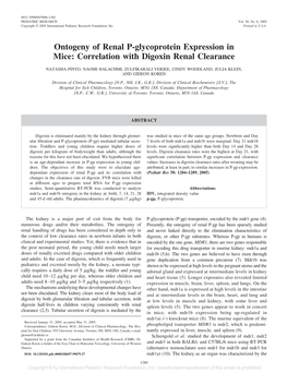 Ontogeny of Renal P-Glycoprotein Expression in Mice: Correlation with Digoxin Renal Clearance