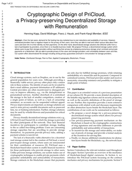 Cryptographic Design of Pricloud, a Privacy-Preserving