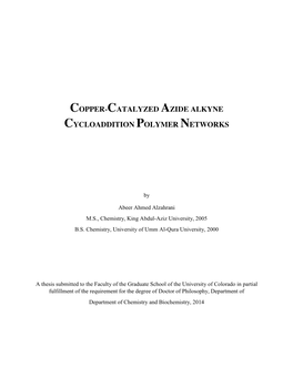 Copper-Catalyzed Azide Alkyne Cycloaddition Polymer Networks