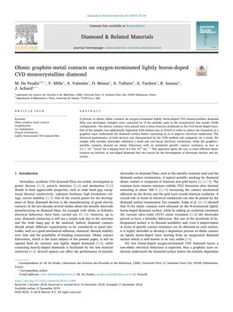 Ohmic Graphite-Metal Contacts on Oxygen-Terminated Lightly Boron-Doped CVD Monocrystalline Diamond T ⁎ M