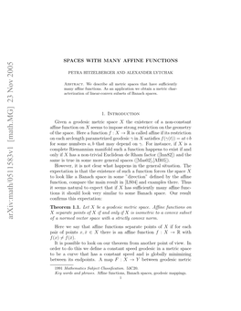 Math.MG] 23 Nov 2005 Ftesae Eeafunction a Here Space