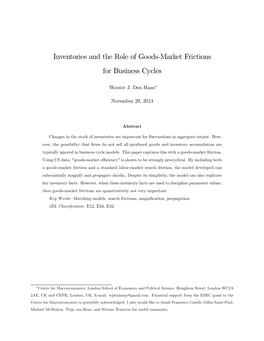 Inventories and the Role of Goods-Market Frictions for Business Cycles