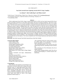 IAC-19/B4/2X49173 Page 1 of 5 IAC-19/B4/2X49173 Near Earth