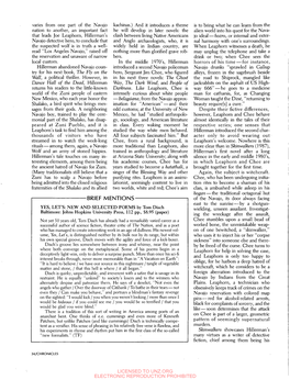 •BRIEF MENTIONS of the Navajo, Its Door Always Facing East to the Sunrise—By a Shotgun- YES, LET's: NEW and SELECTED POEMS by Tom Disch Wielding, Unseen Assailant