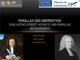 Parallax and Aberration: Evaluating Robert Hooke's 1669 Parallax Measurement