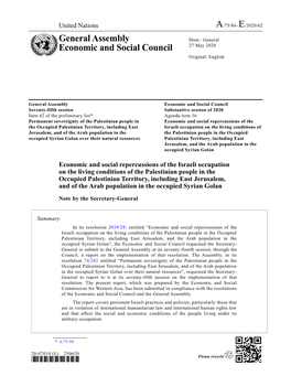 General Assembly Economic and Social Council