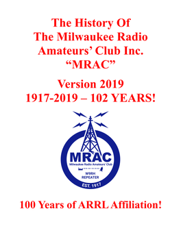 “MRAC” Version 2019 1917-2019 – 102 YEARS!
