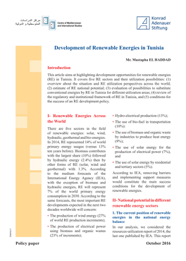 Development of Renewable Energies in Tunisia