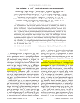 Solar Turbulence in Earth's Global and Regional Temperature Anomalies