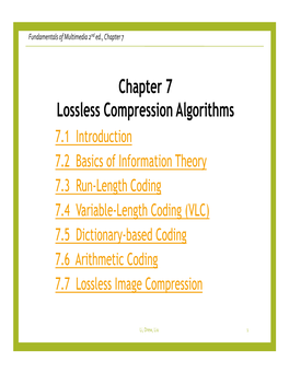 Chapter 7 Lossless Compression Algorithms