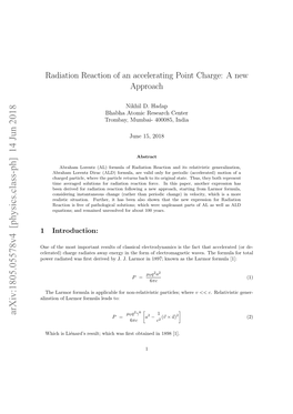 Radiation Reaction of an Accelerating Point Charge: a New Approach