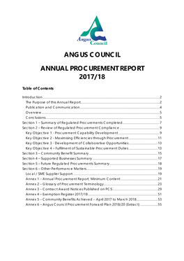 Angus Council Annual Procurement Report 2017/18
