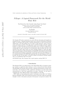 N3logic: a Logical Framework for the World Wide Web 3 Order Logic Presents Problems Such As Paradox Traps