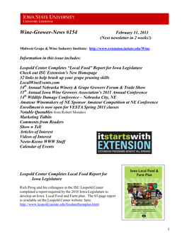 Wine-Grower-News #154 February 11, 2011 (Next Newsletter in 2 Weeks!)