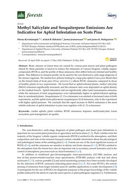 Methyl Salicylate and Sesquiterpene Emissions Are Indicative for Aphid Infestation on Scots Pine